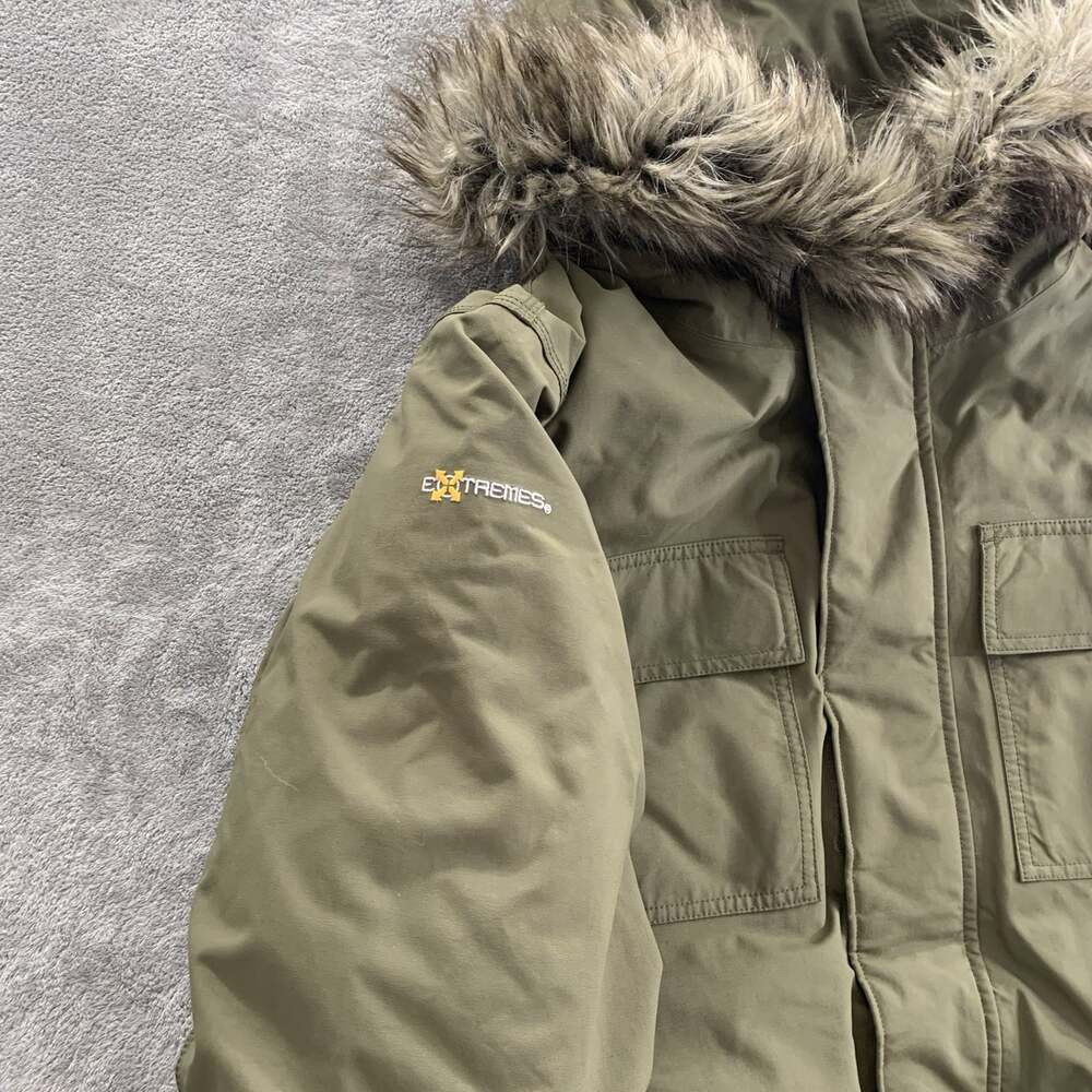 Carhartt Kalkaska Down Snorkel Parka Mens Medium Quilt Lined Army Green Gorpcore - Picture 6 of 13